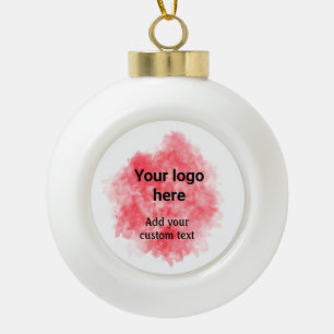 Eenvoudige rode aquarel voeg uw logo aangepaste te keramische bal ornament