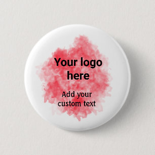 Eenvoudige rode aquarel voeg uw logo aangepaste te ronde button 5,7 cm
