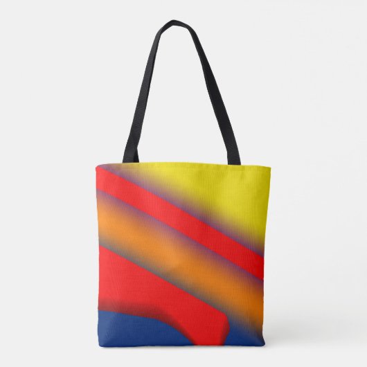 Eenvoudige rode blauwe gele abstracte textuurachte tote bag (Achterkant)