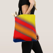 Eenvoudige rode blauwe gele abstracte textuurachte tote bag (Dichtbij)