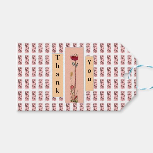 Eenvoudige rode bloem cadeaulabel (Voorkant (Horizontaal))