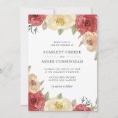 Eenvoudige rode bloemige elegante bruiloft kaart (Voorkant)