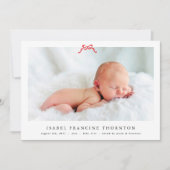 Eenvoudige rode boog foto kerst baby aankondiging (Voorkant)