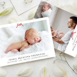 Eenvoudige rode boog foto kerst baby aankondiging