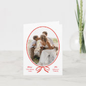 Eenvoudige rode boog ovaal foto kerst feestdagen kaart (Voorkant)