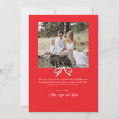 Eenvoudige rode boog ovaal foto kerst feestdagenkaart (Achterkant)