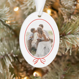 Eenvoudige rode boog ovaal foto kerst ornament