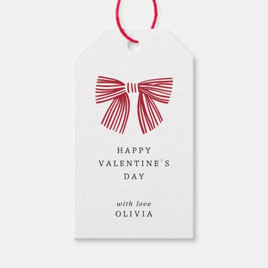 Eenvoudige rode boog Valentijnsdag Cadeaulabel (Voorkant)