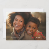 Eenvoudige rode boog vrolijk twee foto kerst flat feestdagenkaart (Voorkant)