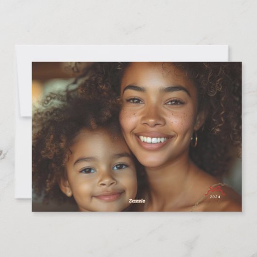 Eenvoudige rode boog vrolijk twee foto kerst flat feestdagenkaart (Achterkant)