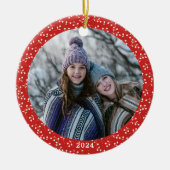 Eenvoudige rode botanische foto op maat keramisch ornament (Voorkant)