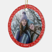 Eenvoudige rode botanische foto op maat keramisch ornament (Links)