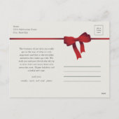 Eenvoudige Rode Bow voor kerstmis Feestdagenkaart (Achterkant)