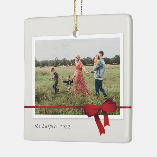 Eenvoudige Rode Bow voor kerstmis Keramisch Ornament (Links)