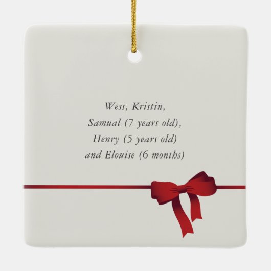 Eenvoudige Rode Bow voor kerstmis Keramisch Ornament (Achterkant)