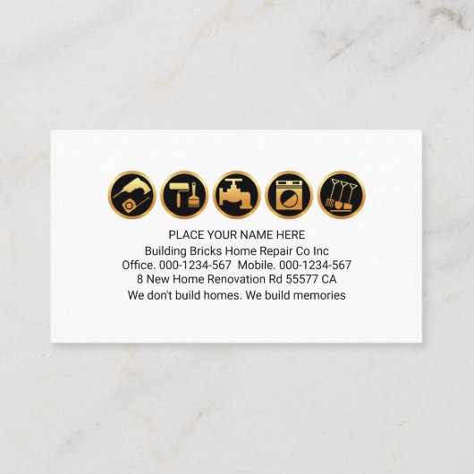 Eenvoudige Rode Brick Wall Handyman Border Visitekaartje (Achterkant)
