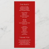 Eenvoudige Rode Bruiloft Programmakaart (Achterkant)