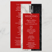 Eenvoudige Rode Bruiloft Programmakaart (Voorkant / Achterkant)