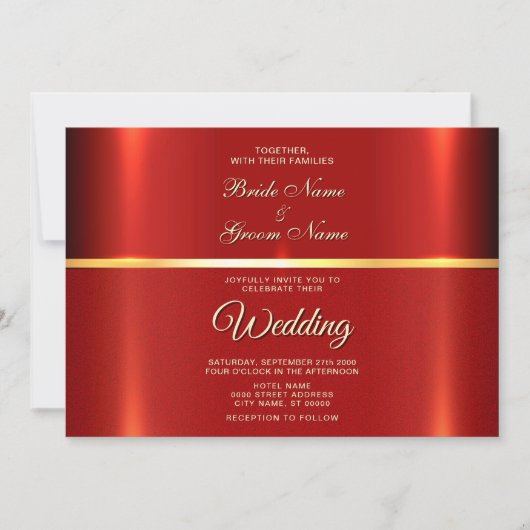 Eenvoudige rode bruiloft uitnodiging (Voorkant)