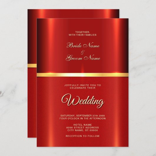 Eenvoudige rode bruiloft uitnodiging (Voorkant / Achterkant)