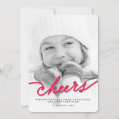 Eenvoudige Rode Cheers Calligrafiescript Moderne F Feestdagenkaart (Voorkant)
