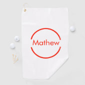 Eenvoudige rode cirkel Voeg jouw naam letter tekst Golfhanddoek (Insitu)