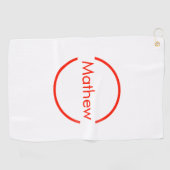 Eenvoudige rode cirkel Voeg jouw naam letter tekst Golfhanddoek (Horizontaal)