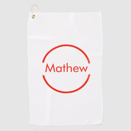 Eenvoudige rode cirkel Voeg jouw naam letter tekst Golfhanddoek (Voorkant)