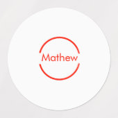 Eenvoudige rode cirkel Voeg jouw naam letter tekst Labels (Design 1)