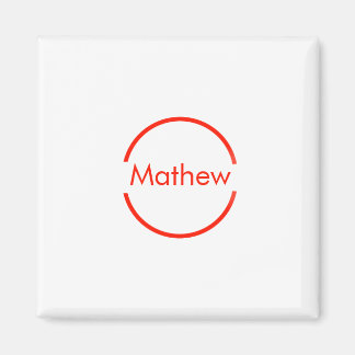 Eenvoudige rode cirkel Voeg jouw naam letter tekst Magneet