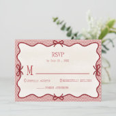 Eenvoudige rode & crème overlay foto RSVP uitnodig Kaart (Staand voorkant)