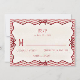 eenvoudige rode & crème overlay foto RSVP uitnodig Kaart