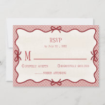 eenvoudige rode & crèmekleurige overlay foto RSVP 