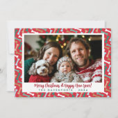 Eenvoudige Rode en Blauwgroen Hond Botten Patroon  Feestdagenkaart (Voorkant)