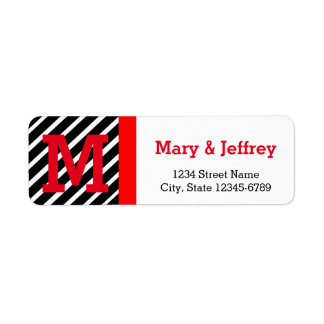 Eenvoudige rode en gestreepte adreslabels etiket