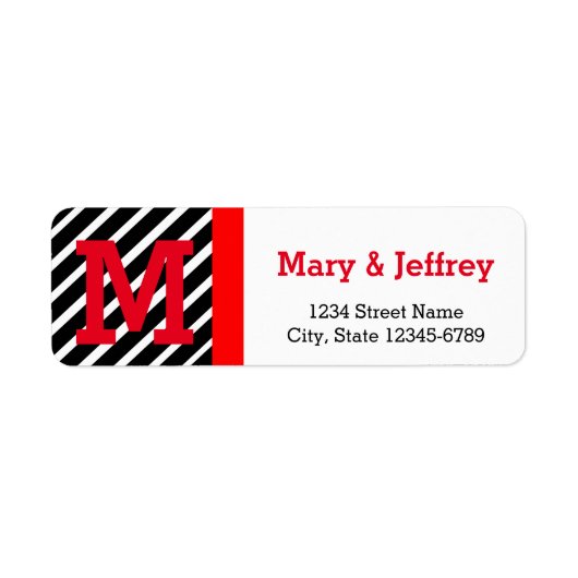 Eenvoudige rode en gestreepte adreslabels etiket (Voorkant)