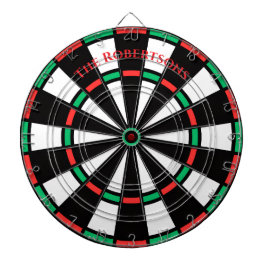 Eenvoudige rode en groene kerst familienaam  dartbord