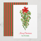 Eenvoudige rode en groene maretak kerst Kaart (Voorkant / Achterkant)