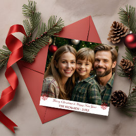 Eenvoudige Rode en Groene Sneeuwvlokken Vakantie K Feestdagenkaart