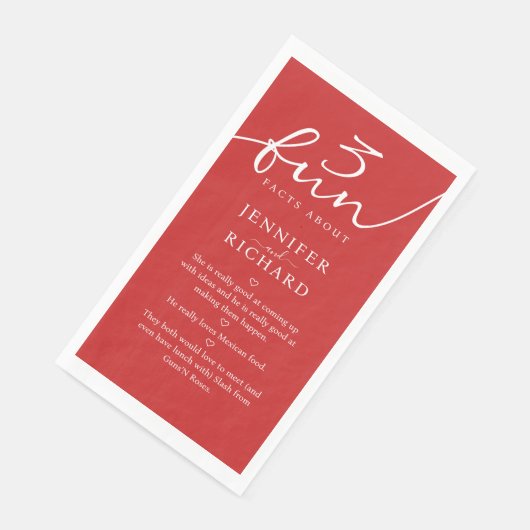 Eenvoudige rode en moderne bruid en bruidegom leuk servet (Hoek)