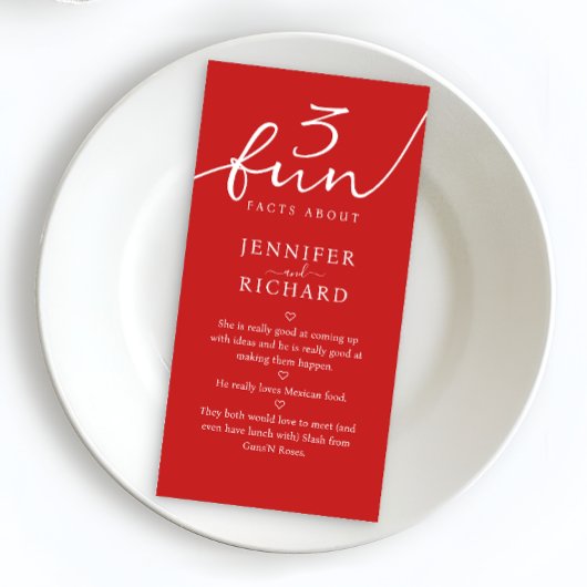 Eenvoudige rode en moderne bruid en bruidegom leuk servet