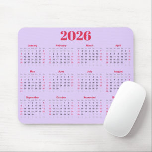 Eenvoudige rode en paarse 2026 Agenda Muismat