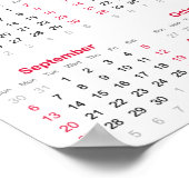 Eenvoudige rode en witte 2026 kalender poster (Hoek)