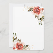 Eenvoudige Rode en Witte Bloemen Boeket bruiloft Kaart (Achterkant)