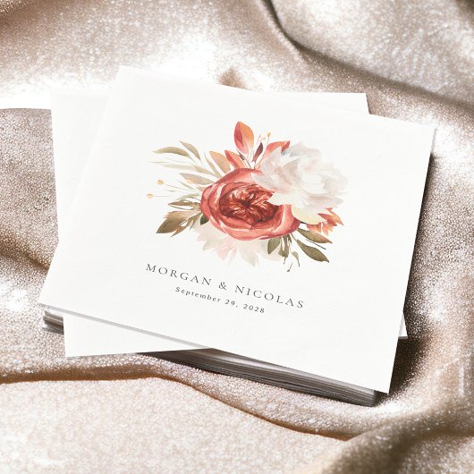 Eenvoudige Rode en Witte Bloemen Boeket bruiloft Servet