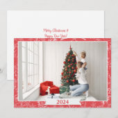 Eenvoudige rode en witte foto notitiekaartje (Voorkant / Achterkant)