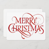 Eenvoudige Rode en Witte Kerst Feestdagenkaart (Voorkant / Achterkant)