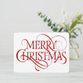 Eenvoudige Rode en Witte Kerst Feestdagenkaart (Staand voorkant)