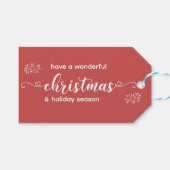 Eenvoudige rode en witte kerstvakantie cadeaulabel (Voorkant (Horizontaal))