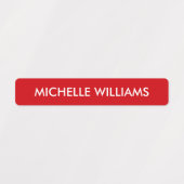 Eenvoudige rode en witte Kinder naam Labels (Design 1)